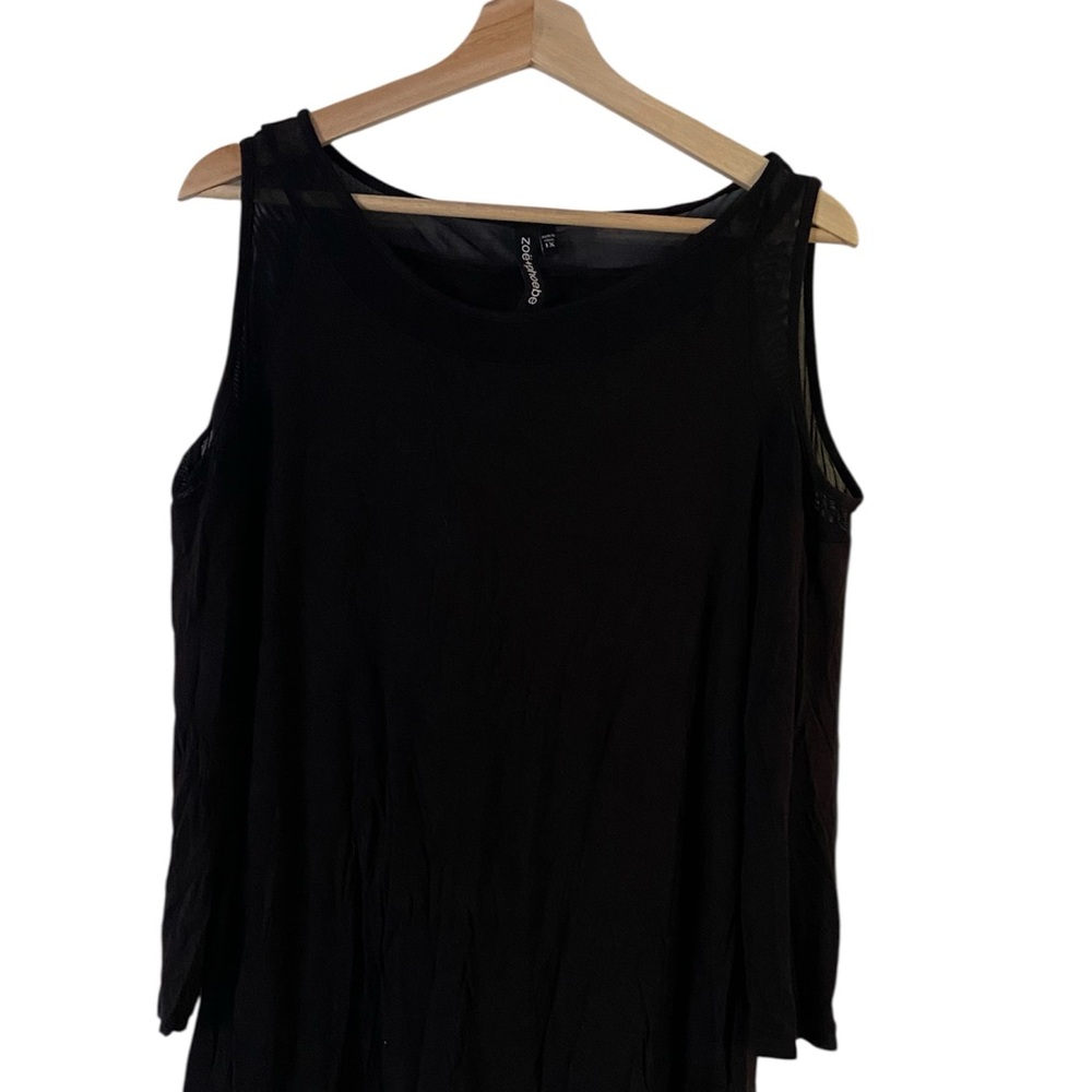 Zoe & Phoebe Black Cold Shoulder Top 1X